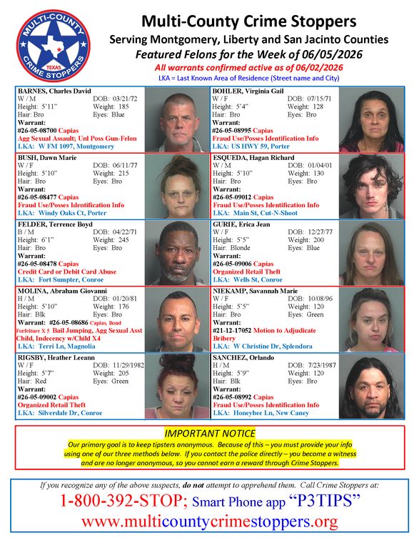 Montgomery County Featured Felons for 06/05/26