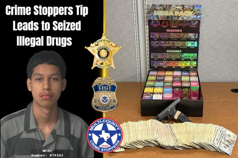 Montgomery County Narcotics Enforcement Team Seizes Drugs and Weapon Following Crime Stoppers Tip