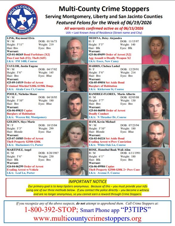 Montgomery County Featured Felons for 06/19/26