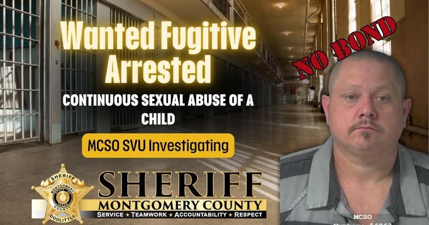 Montgomery County Child Sexual Abuse Suspect Arrested After Fleeing Texas and Using Multiple Aliases